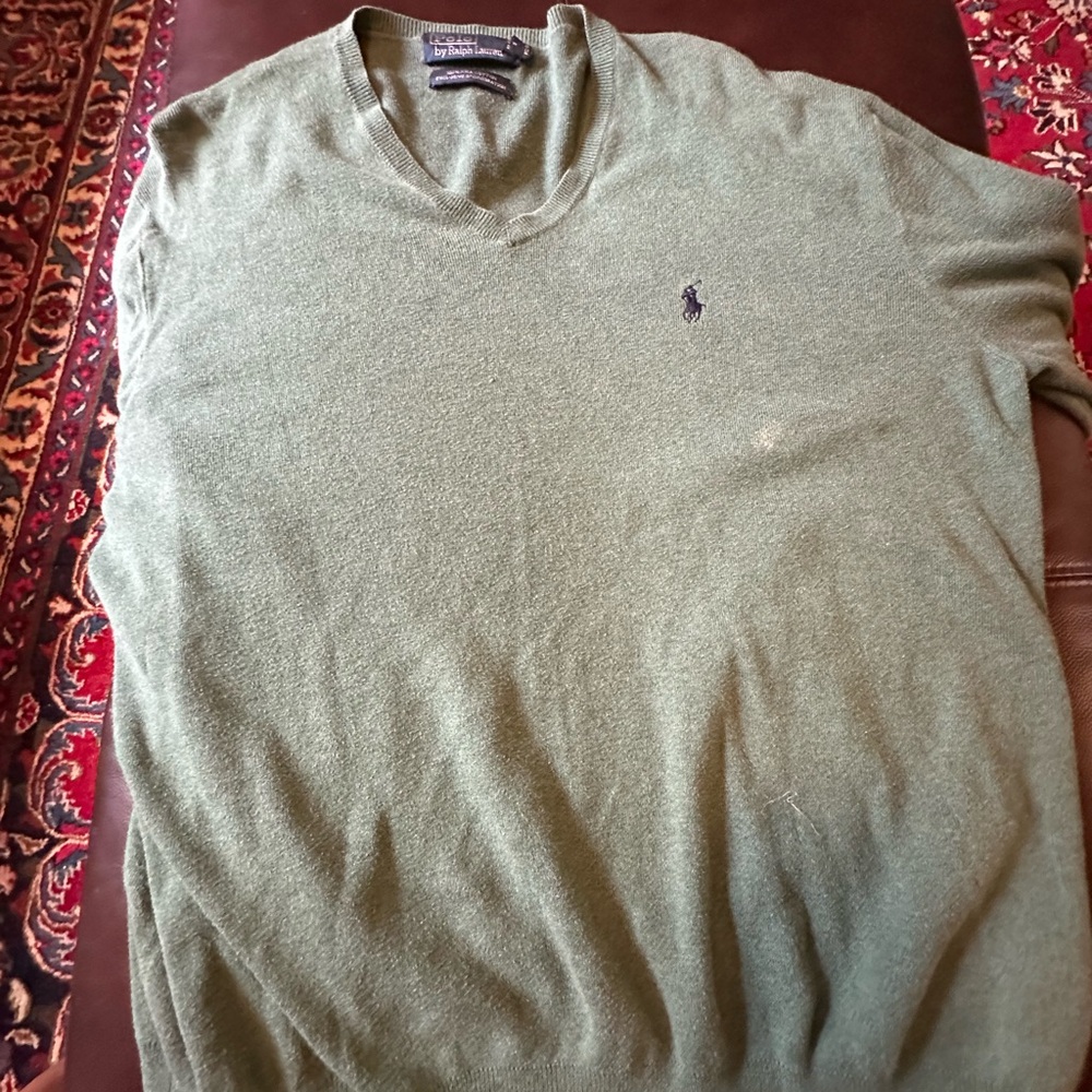 Ralph Lauren Olive V-Neck Sweater